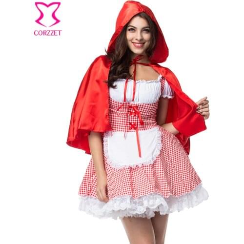 S-6XL Adult Sexy Little Red Riding Hood Costume Plus Size Costumes For Women Halloween Carnival Games Club Cosplay Fantasy Dress