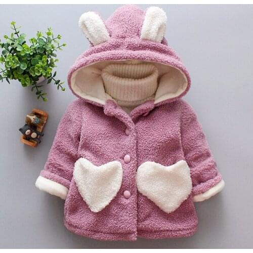 Winter Baby Girls Jackets Thick Plus Velvet Coats Spring Children Outerwear Girls Coat Toddler Kids Hooded Parkas 1 2 3 4 Years