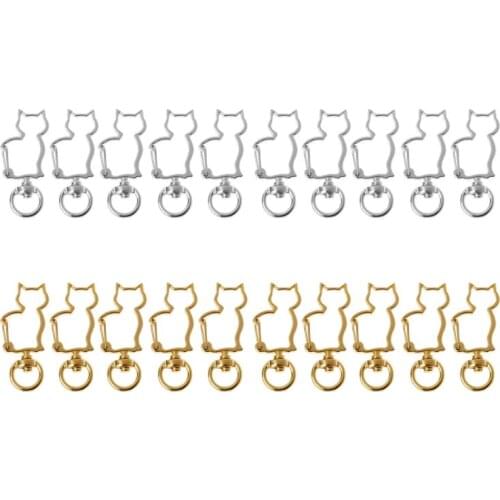 10Pcs Cat Metal Swivel Clasps Lobster Snap Clasp Hook Keychain Jewelry Making