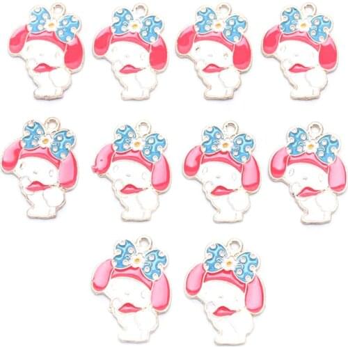10pcs Cartoon Animals Enamel Charms Rabbit Bear Pendants Floatings DIY Jewelry Making Handmade Craft