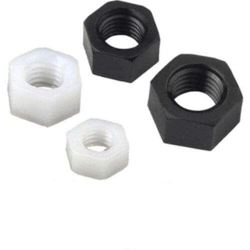 50/20/10Pcs DIN934 M2 M2.5 M3 M4 M5 M6 M8 M10 M12 M14 M16 M18 M20 Black/white Nylon Hex Nut Hexagon Plastic Nuts