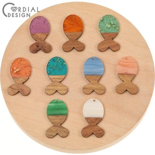 Cordial Design 50Pcs 22*38MM Earrings Accessories/Fish Shape/Natural Wood & Resin/Pendants/DIY/Jewelry Findings & Components