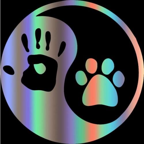 Car stickers. Footprints, yin and yang fish, automobile products. tremendous. Black / white red laser silver polyethylene Decal