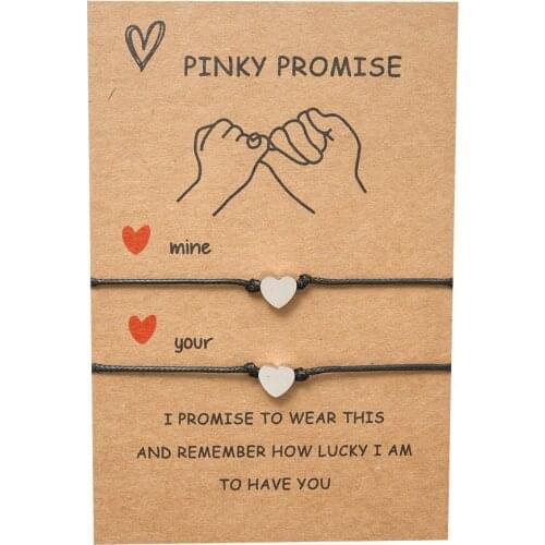Pinky Promise Heart-shaped Bracelets Wish Bracelets Distance Matching Stainless Steel Card Bracelets for Couple Best Friends
