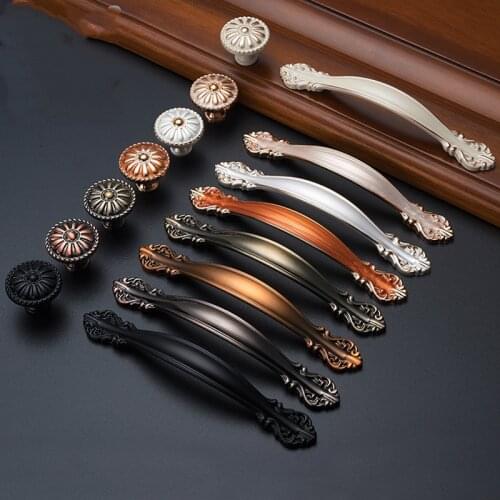 European Zinc Alloy Cabinet Handles Wadrobe Door Pulls Drawer Knobs Kitchen Cupboard Handles Furniture Handle Hardware