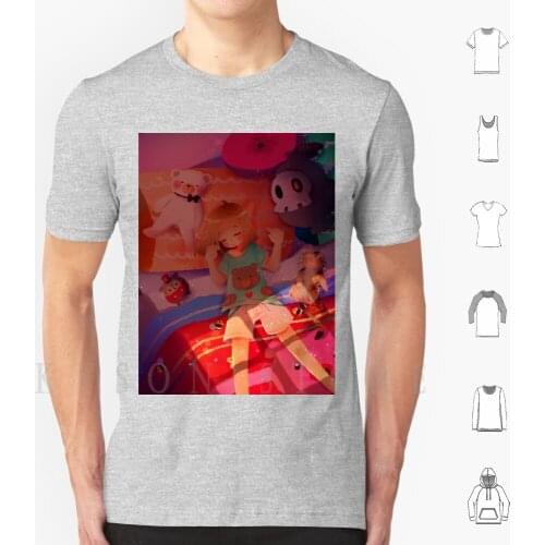 Nap Time T Shirt Diy Big Size Cotton Anime Kawaii Cute Manga Mangagirl Girls Loli Plush Red Bedroom Poski
