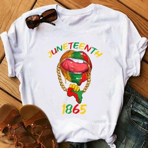 Rainbow Juneteenth 1865 Graphic Print T-Shirts WomenS Clothing Funny Sexy Lips Tshirt Femme Summer Tops Fashion T Shirt Female