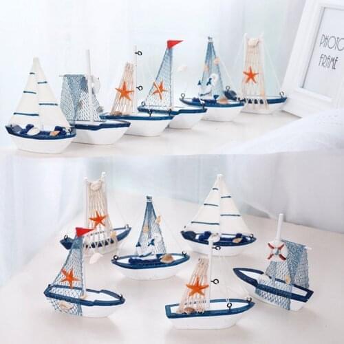 Hot sale! Marine Nautical Creative Sailboat Mode Room Decor Figurines Miniatures Mediterranean Style Ship Small boat ornaments