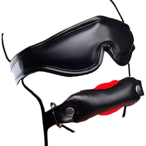 Leather Padded Blindfold, BDSM Gag Bondage Set,Sex Toys For Couples,Exotic Role Play Restraints,Adult Games