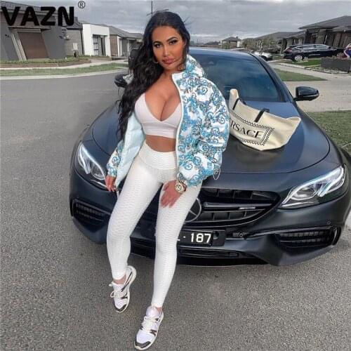 VAZN 2020 Winter Latest Style Vintage Warm Thick High-end Down Jackets Full Sleeve Energy Daily Top Women Slim Regular Outwears