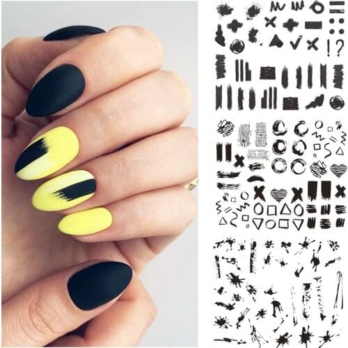 New arrived 3D Valentin Nail Stickers Decals black Geometric Mixed Style Adhesive Stickers Nail Art Decoration Z0272