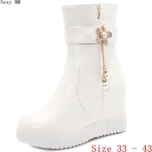 Platform Shoes Women Wedges Ankle Boots Height Increasing Wedge Short Boots High Heel Shoes Plus Size 33 - 40 41 42 43