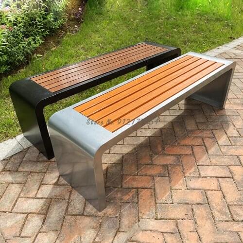 Park chair outdoor bench anticorrosive wood seat bench solid wood outdoor leisure square long chair outdoor chair