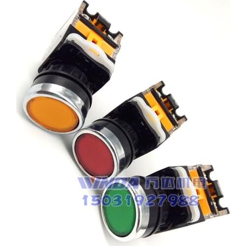 Button switch self reset la38-11bn start flat button switch red green 220V opening 22mm motor accessories