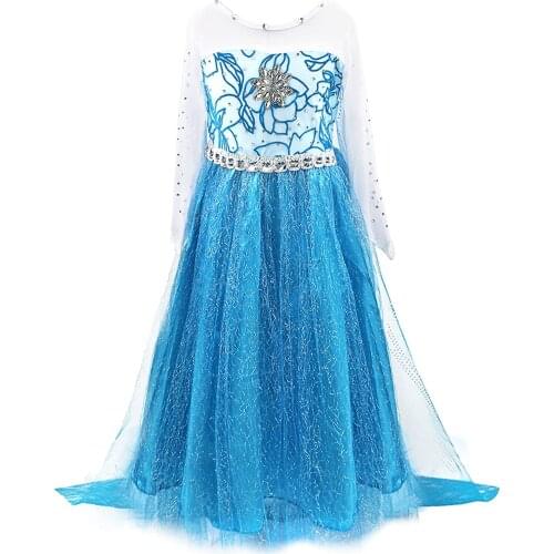 Girls Princess Dress Frozen Elsa Snow Queen Dress Girls Wedding Dress with Cape