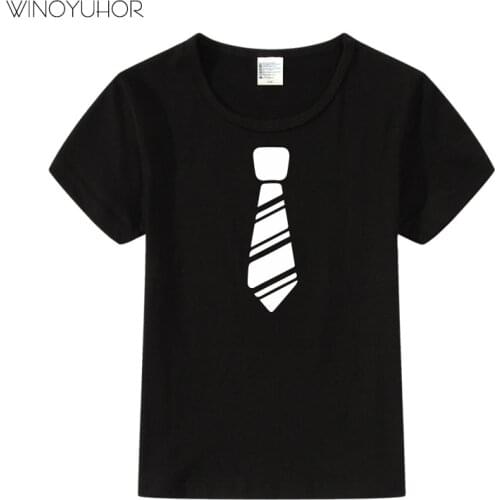 Fake Suit Tie Print Kids tshirt Boy Girl T Shirt For Children Toddler Clothes Summer Funny Short Sleeve Top Tees