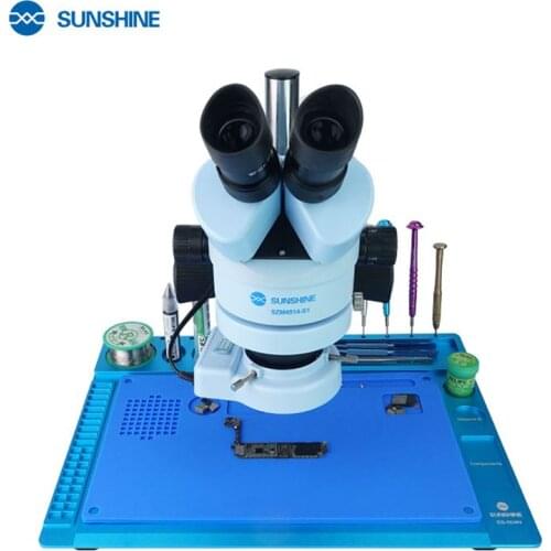 SUNSHINE SS-004N Microscope Holder Stand with Silicone Repair Soldering Mat Repair Pad for Phone DIY Welding Tool