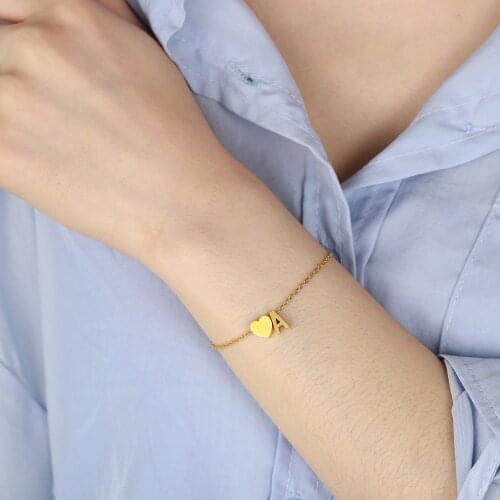 Custom Letter Bracelet Hand 2021Jewelry Women Stainless Steel Initial Letter A-Z Bracelet For WomenPersonalized Initial Bracele