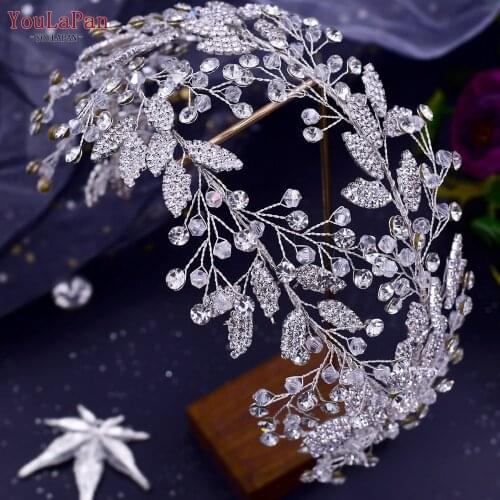 YouLaPan HP398 Handmade Bridal Headband Silver Rhinestone Hairbands Luxurious Woman Wedding Hair Accessories Tiara Crown Banquet