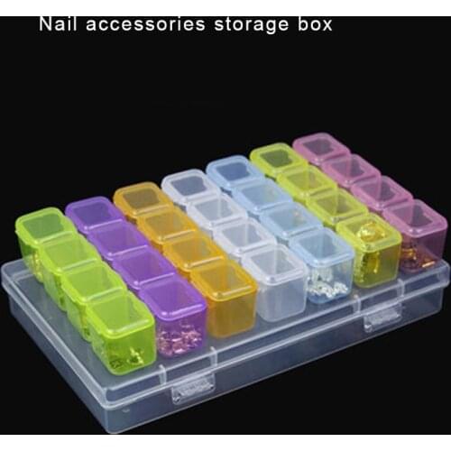 Storage Box 28 Removable Compartments Mini Grids Diamond Organizer Box for Jewelry Beads Transparent SK88