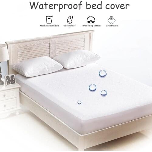 Mattress Protector Cover Smooth Waterproof For Bed Solid White Wetting Breathable Hypoallergenic Protection Pad Cover Anti-Mite