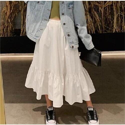 Womens Elegant High Waist cotton Linen long Skirt Ladies Casual Korean Sweet Skirts 11 Colors plus size 5XL 6XL 7XL PINK RED