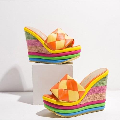 Woman Summer Sexy Wedge Sandals Platform Ladies High Heels Shoes Women Fashion Straw Buckle Open Toe Casual Female Sandalias
