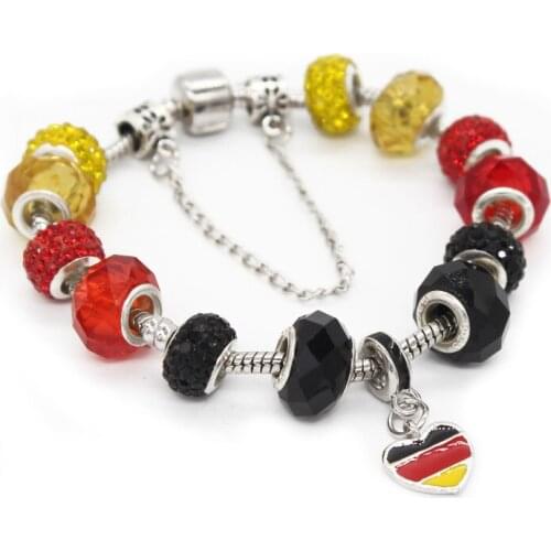 Poshfeel Diy Germany Flag Charm Bracelets For Women With Glass Beads Crystal Jewelry Pulsera Mbr170307