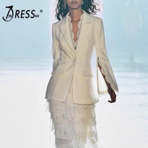 INDRESSME Women Pants Suits Fashion 2019 Button Full Sleeve V Neck Formal Suits Cloak New Hot