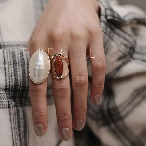 Ins Brief Nature Shell Oval Finger Rings For Women 2019 GEO Adjustable Rings Girls Femme Bijoux Top Quality Gold Korean Ring