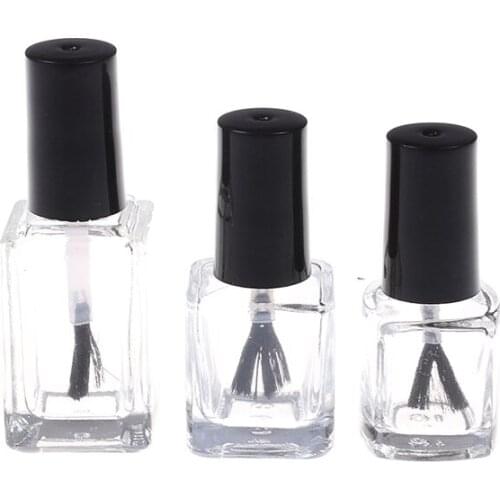 1pc Transparent Glass Nail Polish Bottle with Brush Empty With Lid Brush Cosmetic Containers Nail Glass Bottles 5ml/10ml/15ml