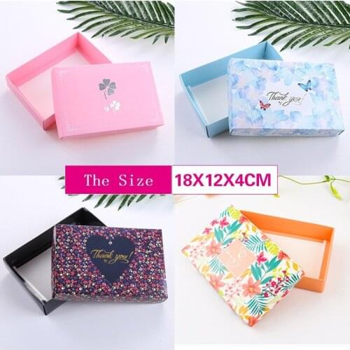 100pcs/lot 18x12x4cm Pink Paper Box Packaging with Cap Presents Carton Caixa Packaging for Panties Socks Towels Wear Gift Box