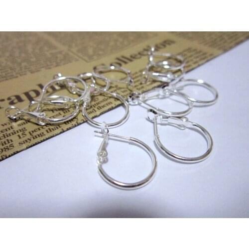 200pcs 16mm circle Silver Plated French Hoop Earwire Earring Hook Wires Jewelry Findings Accessories For Bead Making