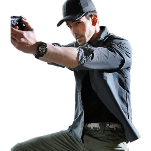 2020 Army Mens Summer Tactical Shirt Quick Dry Shirt Removable Long Sleeve Breathable Uv Protection Military Style Shirt Male