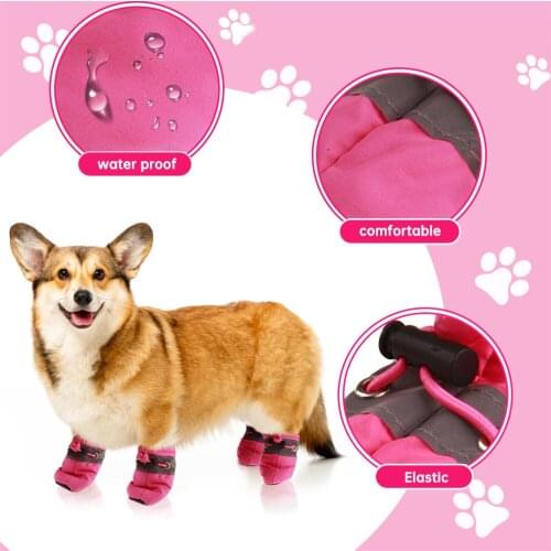 4Pcs/set Waterproof Winter Pet Dog Shoes Anti-slip Rain Snow Boots Footwear Thick Warm For Small Cats Puppy Dogs Socks Booties