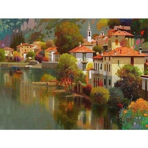 5D DIY Diamond Painting Autumn Scenic Handmade Home Decor Full Square Diamond Embroidery Landscape Picture Mosaic Rhinestones