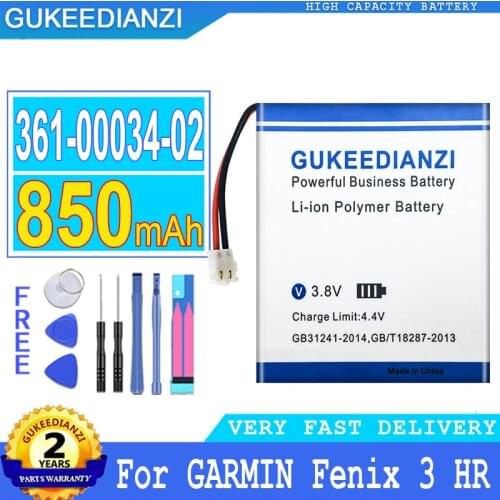 850mAh GUKEEDIANZI Battery 361-00034-02 For Garmin Fenix 3,Fenix 3 HR Fenix3 GPS Sports Watch Batteries
