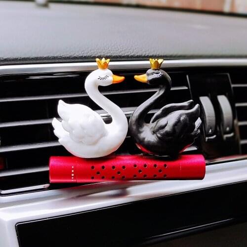 GISAEV Car Air Freshener Black White Swan Couples Crown Swan Car Decoration Accessories Interior Perfume Clip Aromatherapy Gift