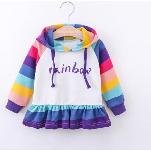 Baby Girls Rainbow Hoodies Spring Autumn Toddler Children Long Sleeve Hooded Clothes