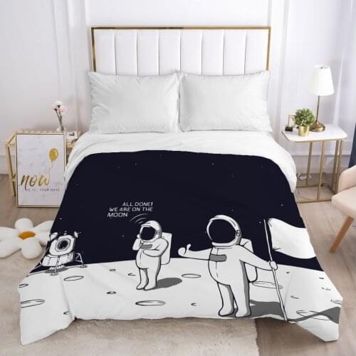 Cartoon space astronaut Childrens Duvet cover Quilt/Blanket/Comfortable Case Bedding for kids baby boy girls for Home white