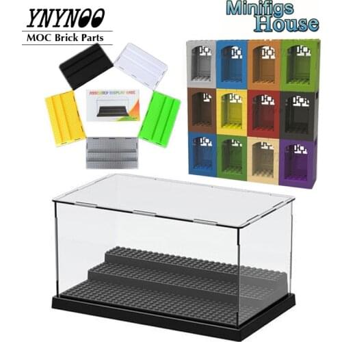 25.5X15.5X13.8cm Display Box/Case Dustproof ShowCase with 3 Steps Baseplate Blocks Acrylic Plastic Minifigs House Display Box