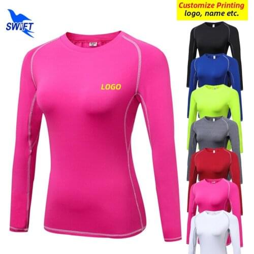 Breathable Women Long Sleeve Running Shirts Quck Dry Elastic Yoga Tops Gym Fitness Jogging Workout Sportswear Clothing Customize