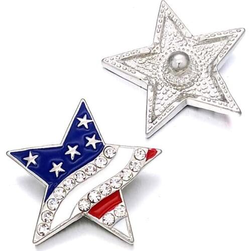 USA flag w412 3D 18mm 30mm rhinestone metal snap button for Bracelet Necklace Interchangeable Jewelry Women accessorie findings