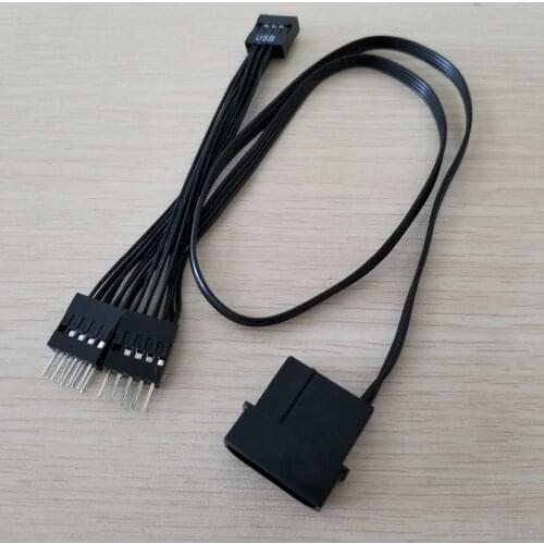 Motherboard Mainboard USB 9Pin Dupont Data Extension Power Cable Female to Male Splitter Type Black 50cm+10cm