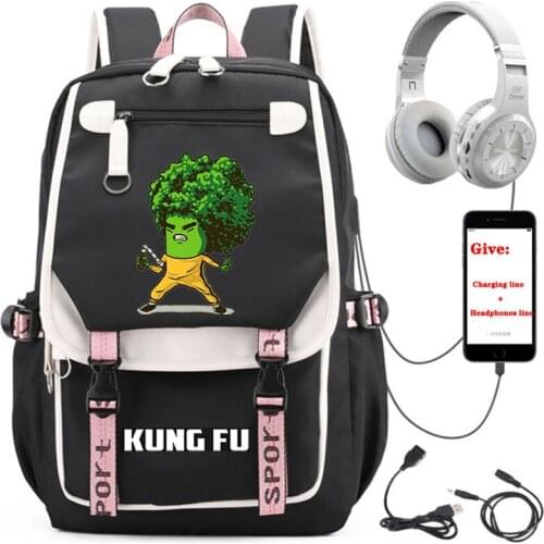China Kungfu Star Cartoon backpack student School book Bag Unisex Travel Backpack USB Charging teenagers Laptop packsack