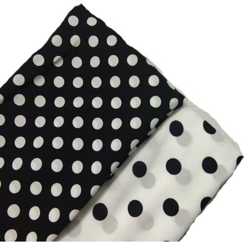 Classic Smooth Black White Big Polka Dot Rayon Fabric Viscose Soft Smooth Fabric Apparel Shirt Baby Cloth Dress pajamas 100x140c