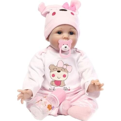 22 inches 55 cm Eyes Open Nurturing Dolls Lifelike Reborn Baby Full Silicone Care Easy Washable Toy for Children and the GXMB