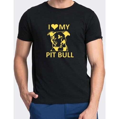 Hot Sale I Love My Pit Bull Letters Printed Tops Cute Pit Bull Dog Animal Graphic Tee Cotton Casual O Neck Short Sleev T Shirt