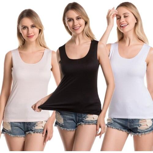 Summer Tank Tops Women Sleeveless Round Neck Loose T Shirt Ladies Vest Singlets Camisole Slim Solid Color Ladies Thin Vest
