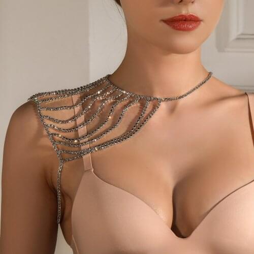 Crystal Multi-Layered Shoulder Chain Bodysuit Jewelry for Cape Necklace Women Sexy Body Chain Bikinis 2021 Woman Belt Festival
